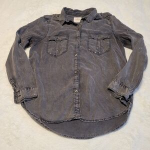 AE Gray Buttonup with Paint Splatter (designed like that), Women's Size L